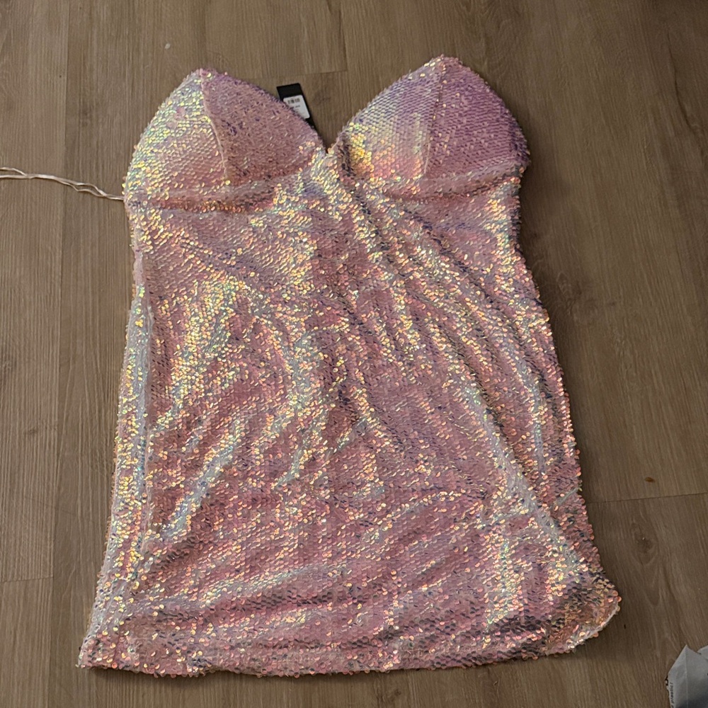 Pink Sequin Mermaid Mini Dress